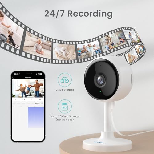 litokam Indoor Camera, Cameras for Home Security with Night Vision, Pet Camera with Phone App, 2K Indoor Security Camera, Motion Detection, 2-Way Audio, WiFi Camera Home Camera Compatible with Alexa - size: 2K