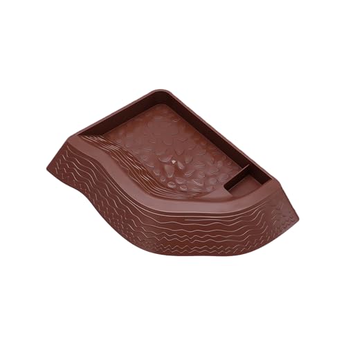 Split Design Turtle Bathing Bowl Pet Water Dish & Soaking Pool with Textured Base for Tortoise and Lizards Reptiles Bath Feeder - color: Reddish Brown