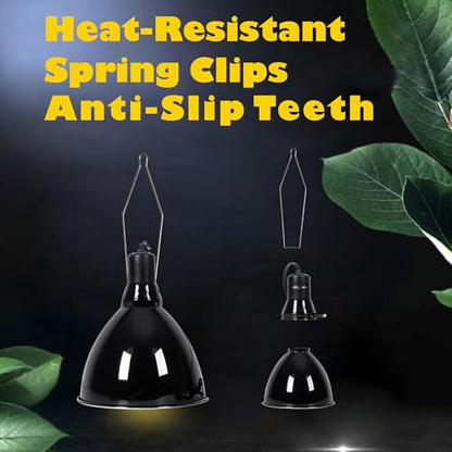4pcs Reptile Heat Lamp Clips & Hangers Kit - 2x Spring Clips + 2x Dual Lamp Stands for 5.5"/8.5" Domes, Secure Mounting for Terrarium UVB/Heating Lights, Glass Habitat Accessories Stainless Steel - size: 4 Pack