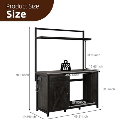 55-75 Gallon Fish Tank Stand with Storage, Aquarium Stand with Shelf, Oak | 49.2 x 19.7 In Top, Upper Shelf, LED Light, 2 Outlets, 2 USB Ports, Metal Frame Support, Turtle Tank Stand, 1100 LBS - color: Oak