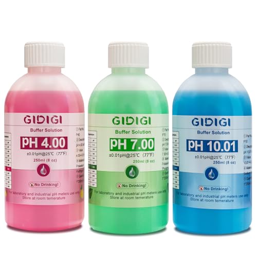 pH Meter Calibration Solution Kit, Includes 4.00, 7.00 and 10.01 | pH Probe Calibration Buffers,Tester Accessories 250 ml *3(8.4 fl oz) - color: Blue Red