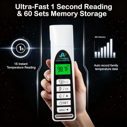 Baby Thermometer, White, 3-in-1 Infrared | Ear, Forehead & Touchless, Fever Thermometer, Base Stand & Clock - color: Silver White