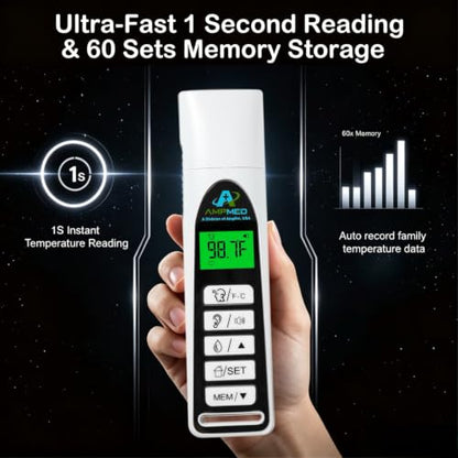 Baby Thermometer, White, 3-in-1 Infrared | Ear, Forehead & Touchless, Fever Thermometer, Base Stand & Clock - color: Silver White