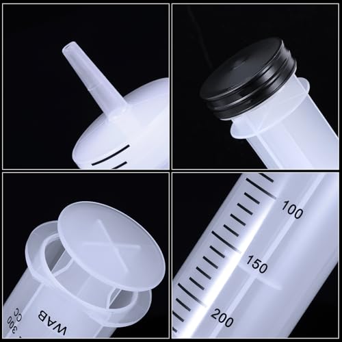 BBTO 2 Pieces Large Plastic Syringe with Tube 40 Inch Handy Plastic Tubing and Connections for Scientific Lab,Glue Dispensing,Watering,Refilling,Feeding and Measuring(300 ML) - size: 300 ML
