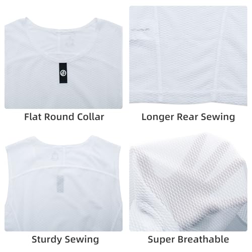 YKYWBIKE Men's Cycling Base Layer Sleeveless Cycling Jersey Men Quick Dry Bicycle Undershirt Mesh Bike Base Layer Vests - color: 2 Packs:white&white, size: Small