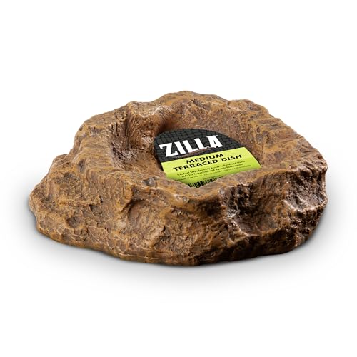 Zilla Terraced Dish, Reptile Feeding Dish, Stable and Spill-Resistant, Ideal for Geckos, Skinks, Snakes and Lizards, Medium - size: Medium