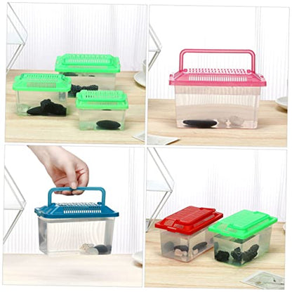 BESTOYARD Small Turtle Tank 5.1X7.1X3.5 Inch Clear Plastic Aquarium for Turtles Fish and Small Pets Portable Reptile Breeding Box Multi-Use Terrarium for Home