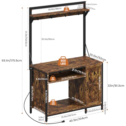 kepptory 75-120 Gallon Diamond Fish Tank Stand with Power Outlet | 55 Gallon Heavy Duty Aquarium Cabinet with Display Shelf and 4 Hooks,Classic Black - color: Brown, size: 40.9"L x 20.5"W x 69.1"H
