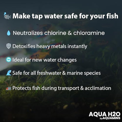Aqua H2O Aquarium Water Conditioner - 100ml / 3.38 fl oz - Supports Fish Protective Coat & Natural Well-Being - Safe for Freshwater & Saltwater Tanks - size: 100ml/3.38fl oz