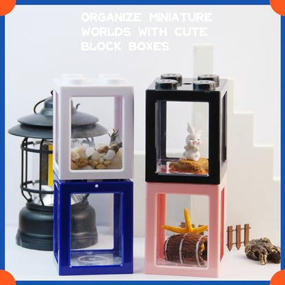 Mini Sea Monkey Tank, Small Shrimp Tank Stackable Mini Aquariums for Fairy Shrimp Eggs Moss Balls, 0.25 Gallon Temporary Betta Fish Tank Ant Feeding Case Mini Reptile Tank - color: Pink