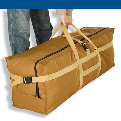 Large Duffel Bag, Waterproof Carry on Weekend Overnight Storage Bag over Luggage for Airline, Travel, Camping, Moving - color: 180L-Khaki