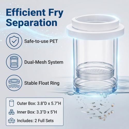 2 Pieces Breeder Box for Fish Tank, Floating Plastic | Aquarium Isolation Box, Mesh Fish Nursery Separator Tank Hatchery Incubator for Shrimp, Betta, Clownfish, Guppy, 2-Piece Set