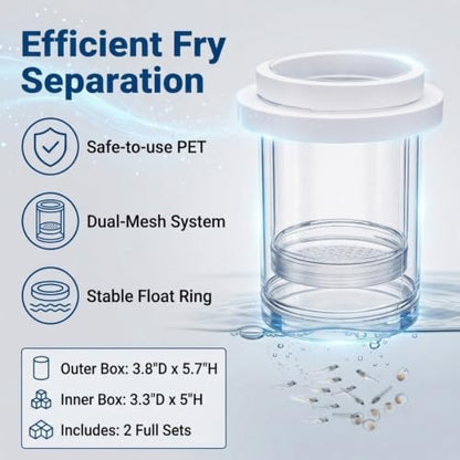 2 Pieces Breeder Box for Fish Tank, Floating Plastic | Aquarium Isolation Box, Mesh Fish Nursery Separator Tank Hatchery Incubator for Shrimp, Betta, Clownfish, Guppy, 2-Piece Set
