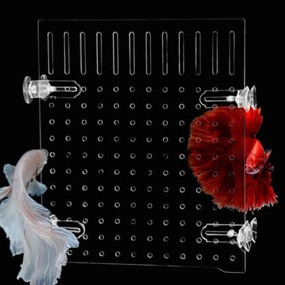 PINVNBY Fish Tank Divider Size: 30 x 25 cm/11.81 x 9.84 in Acrylic Aquarium Divider with 8 PCS Suction Cups, Transparent Fish Tank Separator for Betta Fish