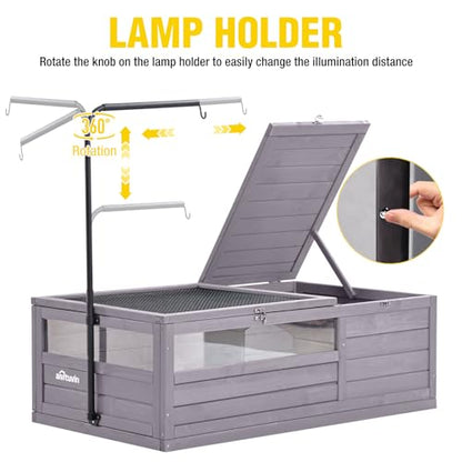 AIvituvin Tortoise Habitat House Indoor, Wooden Tortoise House Reptile Enclosure Outdoor Amphibians Cage for Gecko Lizard Snake