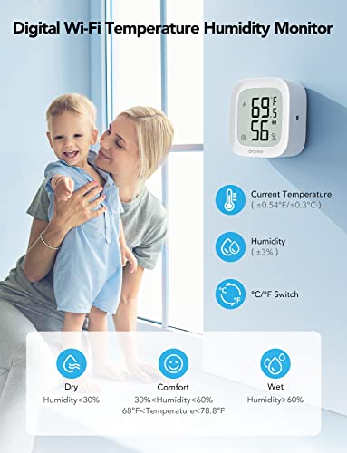 Govee WiFi Thermometer Hygrometer H5103 with Electronic Ink Display | Temp and humidity monitor with alert, 2.4G WiFi & Bluetooth, 2-yr data export. For bedroom, wine cellar, basement