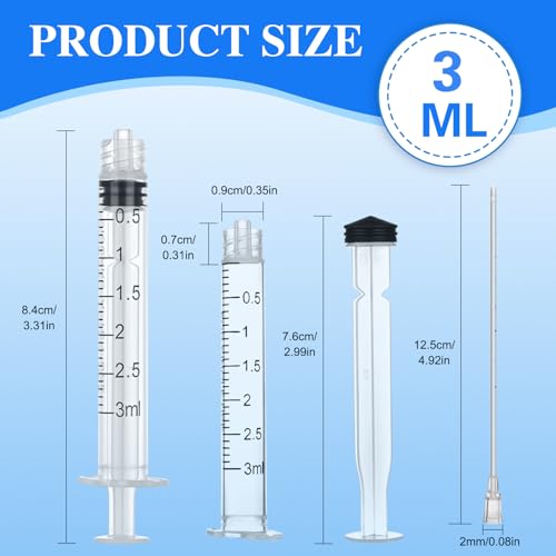 10 Pack 3ml Luer Lock Syringe - Syringes for Liquid with Soft Tube - Individually Pcakaged，Scientific Labs and Measuring, Refilling Inks - style: 3ml - 2.0mm Tube