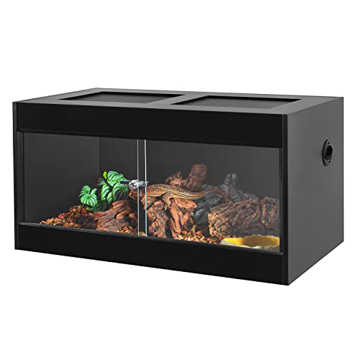 50 Gallon Reptile Enclosure, 36" x 18" x 18" Wooden Reptile Terrarium with Double Hinge Sliding Doors & Top Screen Ventilation, Better Heat Preservation, Suitable for Bearded Dragon Gecko Ball Python