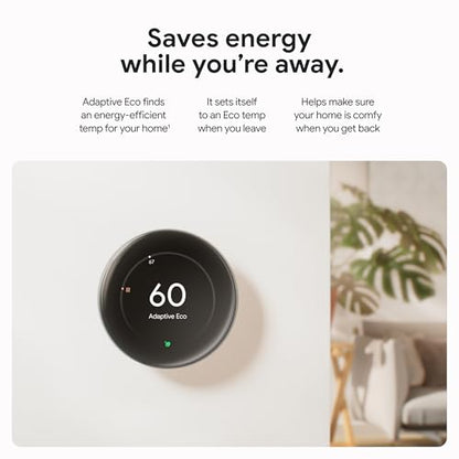 Google Nest Learning Thermostat (4th gen) + Nest Temperature Sensor (2nd gen) - Obsidian - color: Polished Obsidian