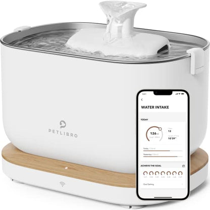 PETLIBRO Upgrade Cat Water Fountain, Dockstream 2 Smart App Monitoring Pet Water Fountain for Cats Indoor, 3L/101oz Cat Fountain Stainless Steel Tray for Drinking, 5G WiFi Auto Cat Water Dispenser Dog