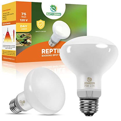 New Upgrade Reptile Heat Lamp Bulb (3rd Gen No Broken), 75W 2 Pack Basking Spot Light for Reptiles & Amphibians,UVA Daylight Heat Bulb for Bearded Dragon, Turtle - color: 75*2