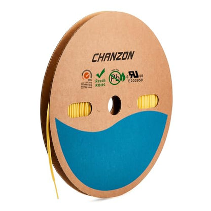 Chanzon 2:1 Ratio - 80Ft Roll - 1/24" (1mm) Heat Shrink Tubing Yellow | Polyolefin Sleeving 25M Roll, for Automotive Wire Repair, Marine, RC Hobby & Electronic Insulation, 1pcs - color: Yellow, size: 1mm (1/24") - 80FT