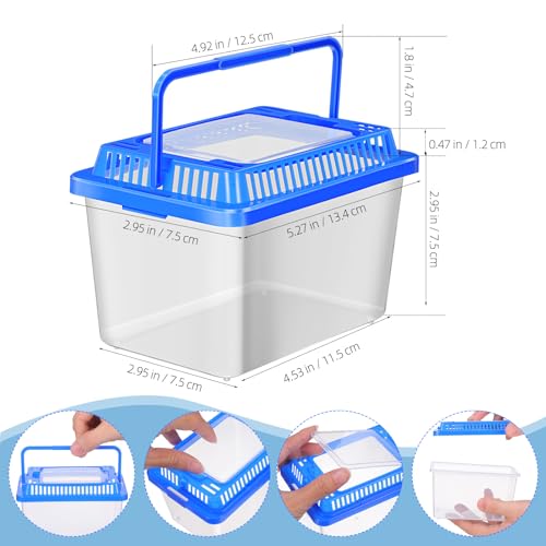 SEWACC Turtle Carrier Fish Tank with Lid Portable Turtle Aquarium Carrying Tank Clear Plastic Storage Box for Home Use