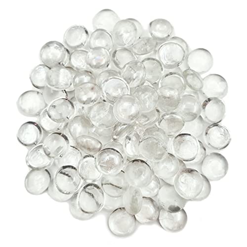 Flat Glass Marbles 1 Pound Vase Filler Fire Pit Glass Pebbles for Indoor Plants, Aquarium Fish Tank Decorations, Home Decor, Fire Pit, Landscaping, Arts Crafts (Clear) - color: Clear