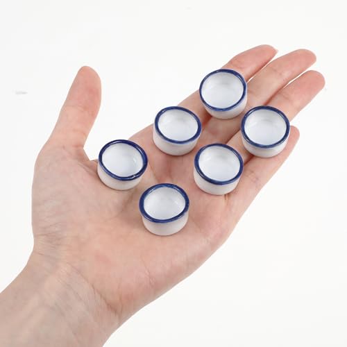 6 Pcs Spider Mini Water Bowl Tarantula Micro Ceramic Water Dish for Spider Tarantula Millipede Tiny Reptile Scorpion Cricket Snail Manti Bugs