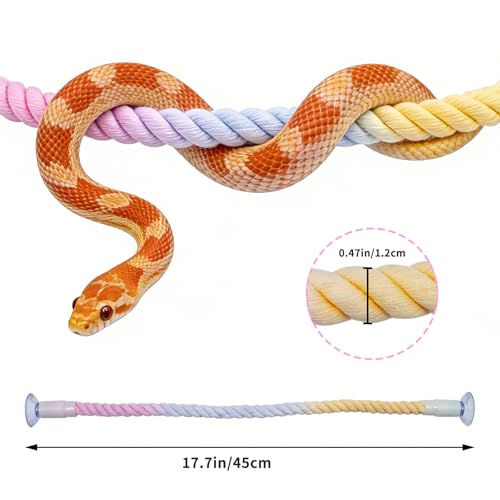 Snake Enrichment, Ball Python Tank Accessories, Gradient Climbing Decoration Rope with Suction Cups, Snake Climbing Accessories, Ball Python Enrichment - size: 40cm