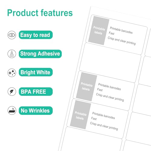 L LIKED 2"x4" Printable White Label Stickers 300 Labels 30 Sheets | Matte, permanent adhesive, laser/inkjet compatible, 10 per sheet, for shipping, address, product & barcode labels - size: 30 Sheets