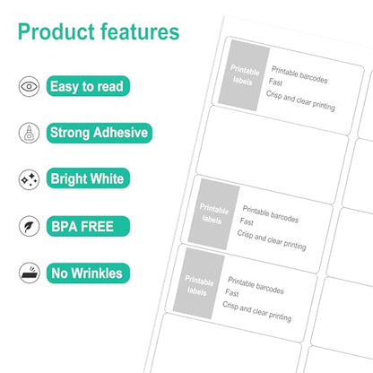 L LIKED 2"x4" Printable White Label Stickers 500 Labels 50 Sheets | Matte, permanent adhesive, laser/inkjet compatible, 10 per sheet, multipurpose for shipping, address & FBA - size: 50 Sheets