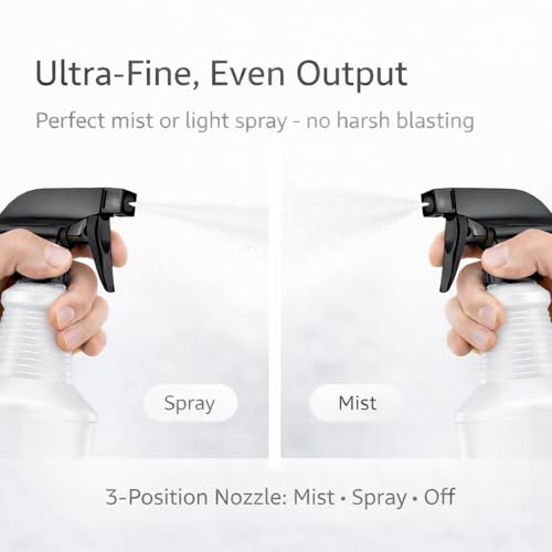 Bar5F 24 oz Spray Bottle Fine Mist and Spray- BPA-Free, Multipurpose | B5F Bottle System, Perfect for Light Cleaning, Gardening, Hydrogen Peroxide, Rubbing Alcohol, Leak-Proof, USA - style: Black (2-Pack) 24-Ounce