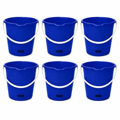 Superio 2.75 Gallon Bucket, Plastic Cleaning Pail with Handle, Car Wash Bucket, Small Utility Bucket for Mopping, Fishing, Camping & Household Use, Durable, Blue - 6 Pack - color: Blue, size: 6 Pack