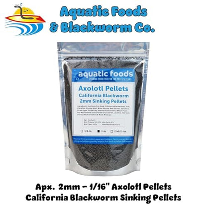 Axolotl Blackworm Pellets. 2mm-1/16 Sinking California Blackworm Small Pellets for Small Axolotl, Frogs, Shrimp, Salamanders, Newts, Snails…1-lb Pouch Bag - size: 1 Pound (Pack of 1)