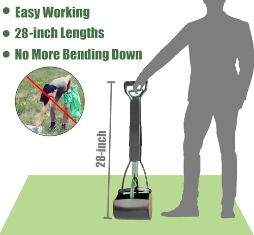 ienjoyed Dog Pooper Scooper for Large Medium & Small Dogs Heavy Duty,Long Handled Dog Poop Scooper for Grass,Durable Dog Poop Pick Up Tool (Dark Green) - color: Dark Green