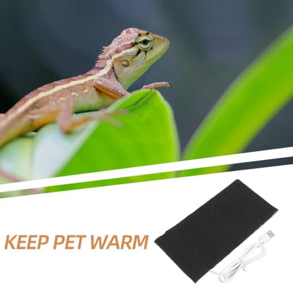 Vaguelly Portable USB Heating Pad for Pets and Reptiles Energy Saving Quick Heating Technology, Black Alloy Fiber Material, Small Size for Home the Go Use