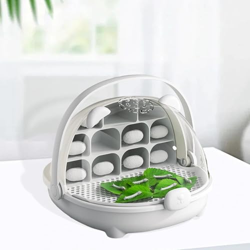 Gralara Silkworm Breeding Box Insect Feeding Box Habitat Cage Transparent Silkworm Hatching Container Small Animal Breeding Case, Gray - color: gray