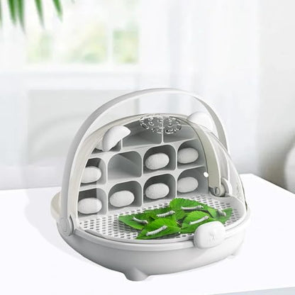 Gralara Silkworm Breeding Box Insect Feeding Box Habitat Cage Transparent Silkworm Hatching Container Small Animal Breeding Case, Gray - color: gray