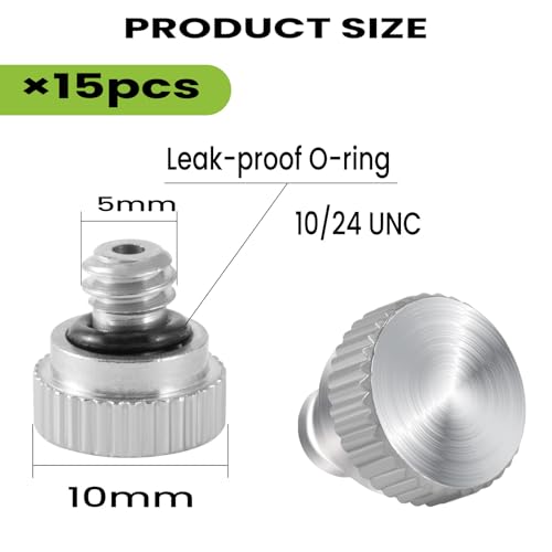 15Pcs Brass Misting Nozzle Plugs for Outdoor Spray Cooling System | Heavy Duty 10/24 UNC Mister Nozzle Plugs,End Plugs for Greenhouse Patio Misting System - size: 15 Pcs Plugs
