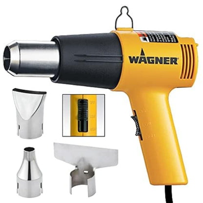Wagner Spraytech HT1000 Kit Dual-Temperature Heat Gun with 3 Nozzles | Two heat settings and three nozzles support paint softening, shrink wrap, plastic bending and bolt removal. - size: HT1000 (Kit)