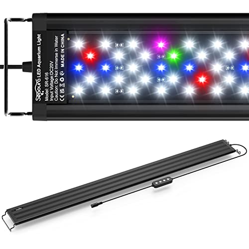 SEAOURA LED Aquarium Light for Plants & Fish Tank with Timer, 36-42 Inch | WRGBP Full Spectrum Aquarium Plant Light for Freshwater Tank, 10 Dimmer, Extend Brackets, Daylight, Moonlight, Auto On/Off - size: for 36-42 inch tank