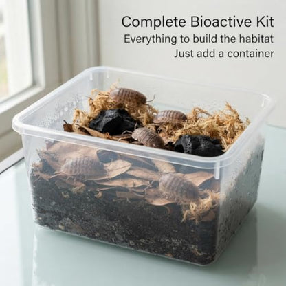 Giant Canyon Isopods 10 Count Colony Kit - 3qt Isopod Substrate + 4qt Leaf Litter + 2qt Sphagnum + Charcoal Iso-Chunk Hide + 3oz Calcium + 8oz Isopod Feed + 8oz Arid Springtails