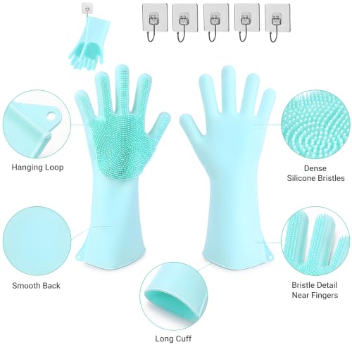 Dog Washing Gloves, Silicone Pet Grooming Gloves for Shedding & Bathing | 5-Finger Design Reaches Hard-to-Clean Areas | Removes Loose Hair | Provides Gentle Massage During Grooming
