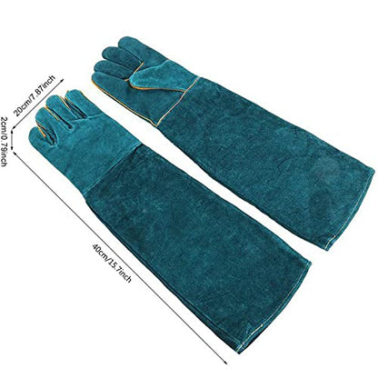 Animal Handling Anti-Bite Gloves, Reinforced Leather Welding Gloves for Gardening Dog Training Cat Scratch - size: 40cm/ 16inch