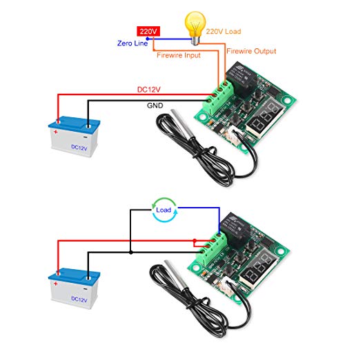 UMLIFE 2PCS Temperature Controller Module with Case, XH W1209 LED Display Digital Thermostat Module with Waterproof NTC Probe -50~110℃ Electronic Temperature Temp Control Module Switch - color: W1209+Case, size: 2PCS