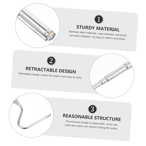 Totority Retractable Reptile Hook Snake Catching Tool for Safe Handling of Snakes and Reptiles Telescopic Design for and Use