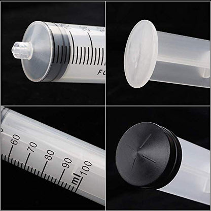2pcs 100ml Plastic Syringes with 2pcs 47in Flexible Tubing and Luer Tips | Individually Sterile Packed,for Measuring,Feeding,Refilling,Watering, Filtration and Laboratory Applications without Needles