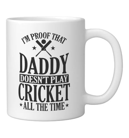 Daddy doesn't play Cricket all the Time Ceramic Mug, White, 11oz - color: White, size: 11 Ounces