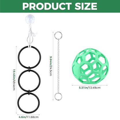 Snake Enrichment Toys for Ball Python, Includes Jungle Gym Ball with Chain, Climbing Rings for Small Corn Snake, Small Reptiles Exploring&Climbing Accessories